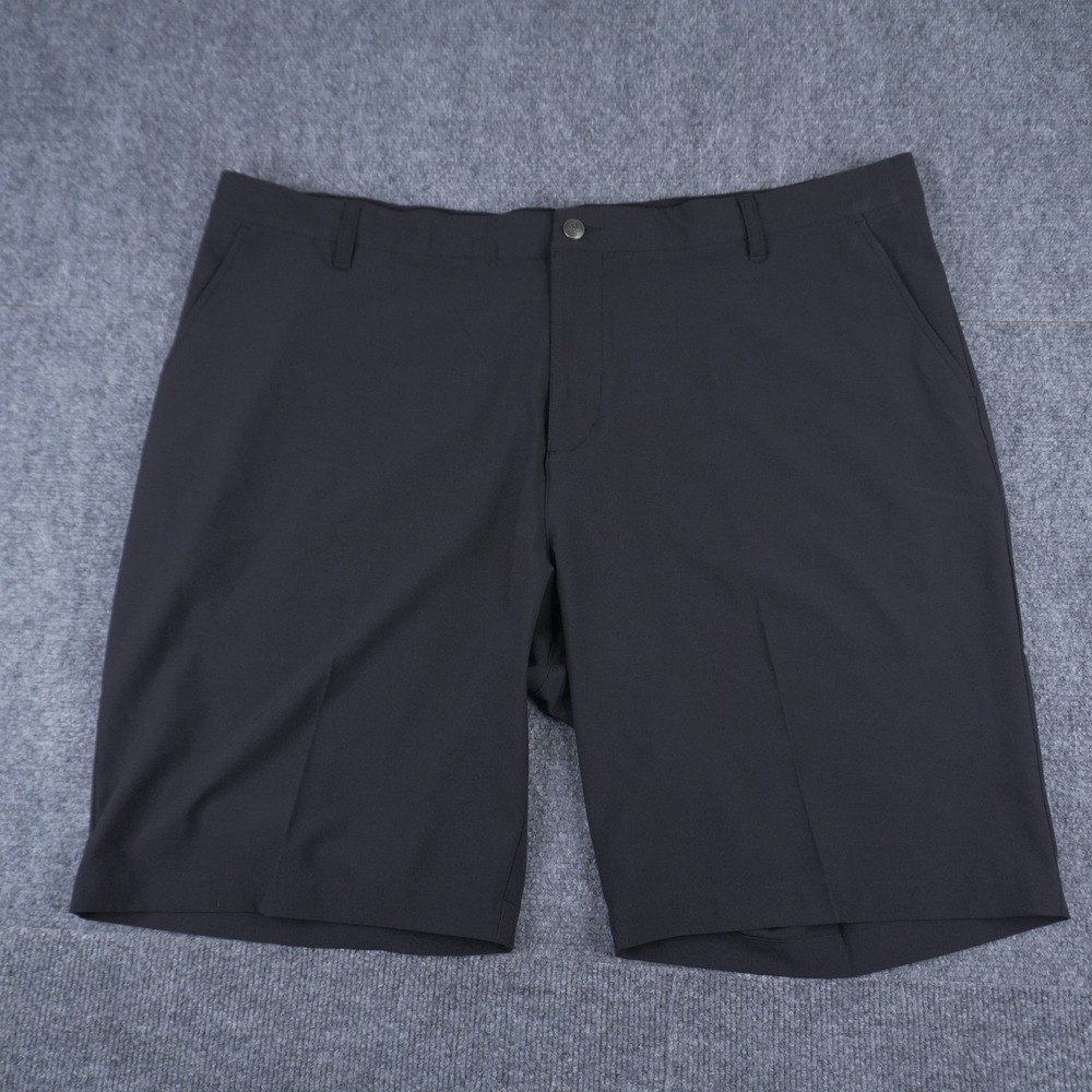 Adidas Golf Shorts Mens 42 Black Primegreen Performance Flat Front Solid Active